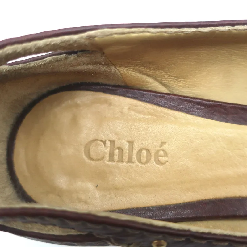 Chloe Paddington Ballerines en Cuir Brun Foncé Taille 36