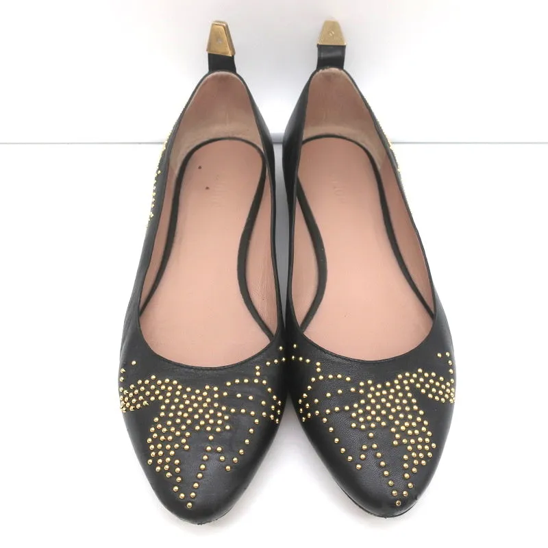 Chloe Susanna Ballerines à Clous Cuir Noir Taille 39