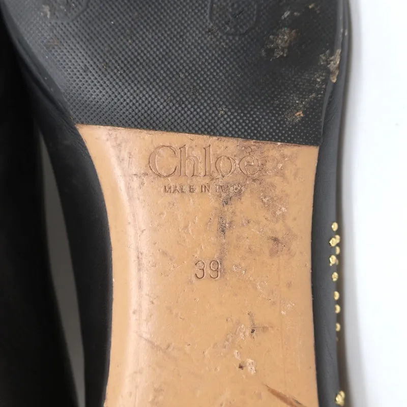Chloe Susanna Ballerines à Clous Cuir Noir Taille 39