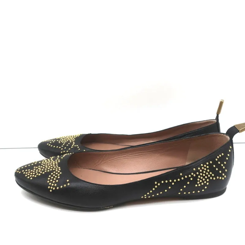 Chloe Susanna Ballerines à Clous Cuir Noir Taille 39
