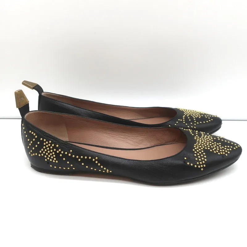 Chloe Susanna Ballerines à Clous Cuir Noir Taille 39