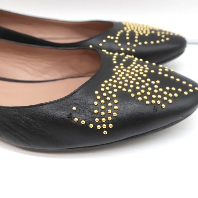Chloe Susanna Ballerines à Clous Cuir Noir Taille 39