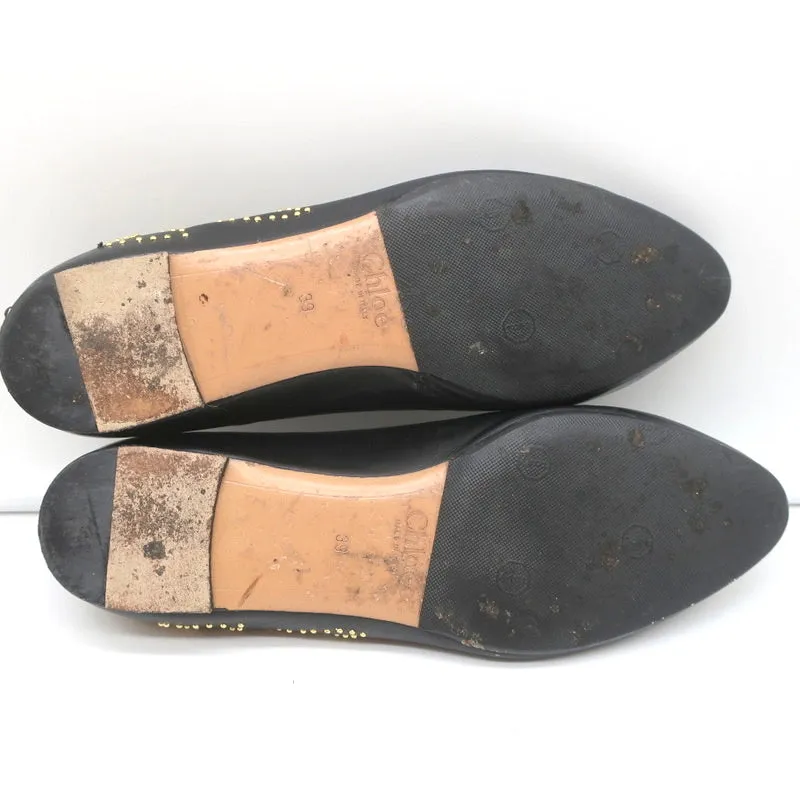 Chloe Susanna Ballerines à Clous Cuir Noir Taille 39