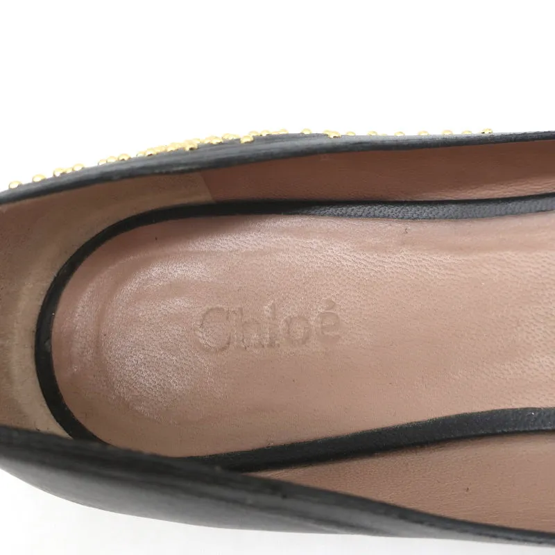 Chloe Susanna Ballerines à Clous Cuir Noir Taille 39