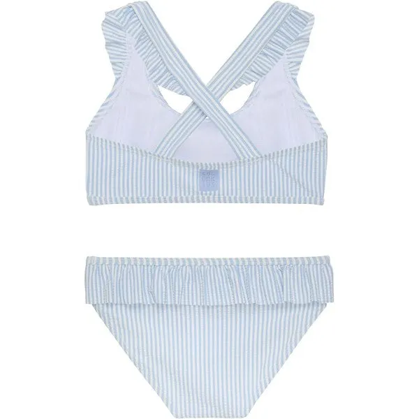 Bikini pour enfants en seersucker couleur céruléen