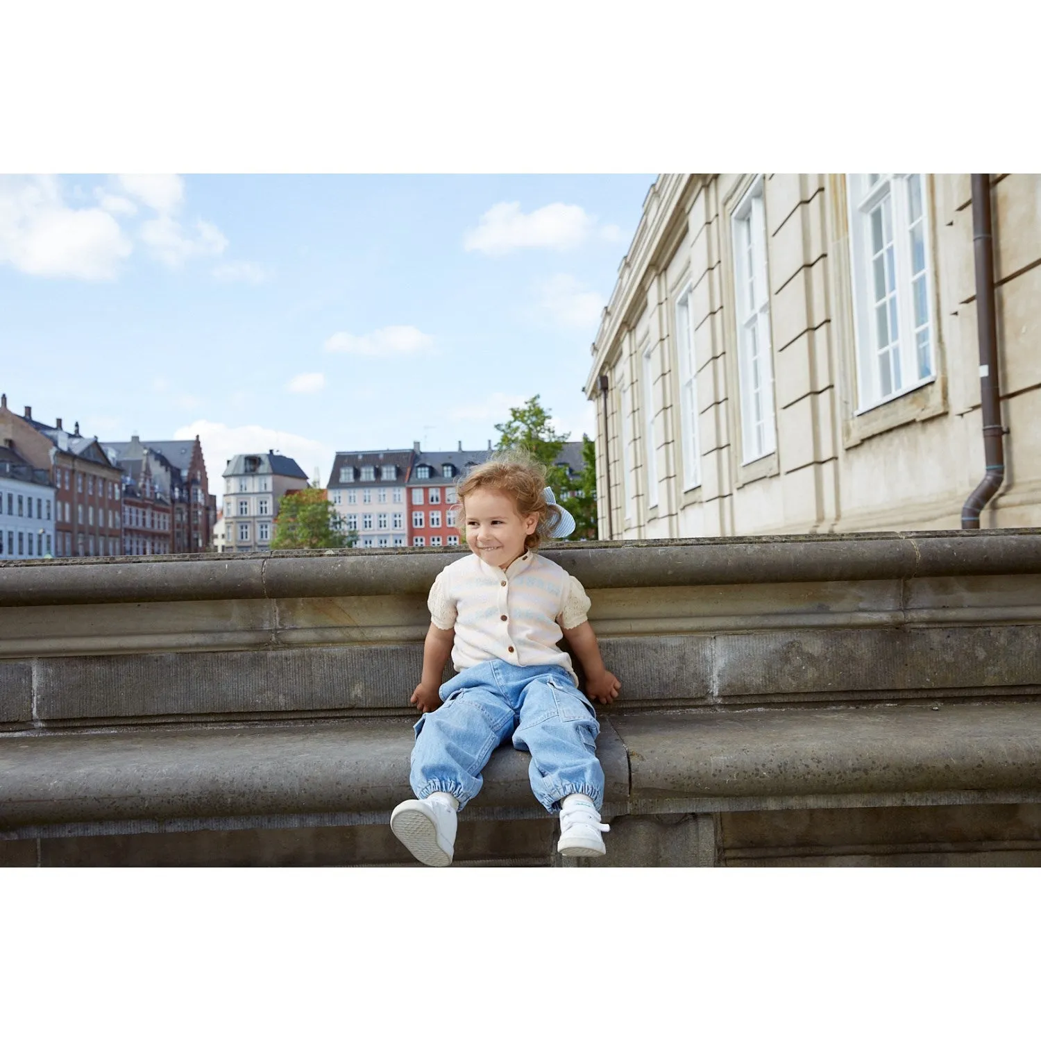 COPENHAGEN COLORS Pantalon Cargo en Jean Biologique Lavé Bleu Clair Indigo