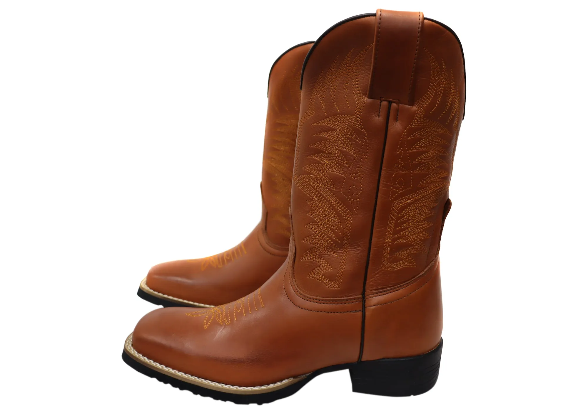 Bottes de cowboy ouest confortables en cuir pour hommes D Milton Houston - Chaussures D Milton