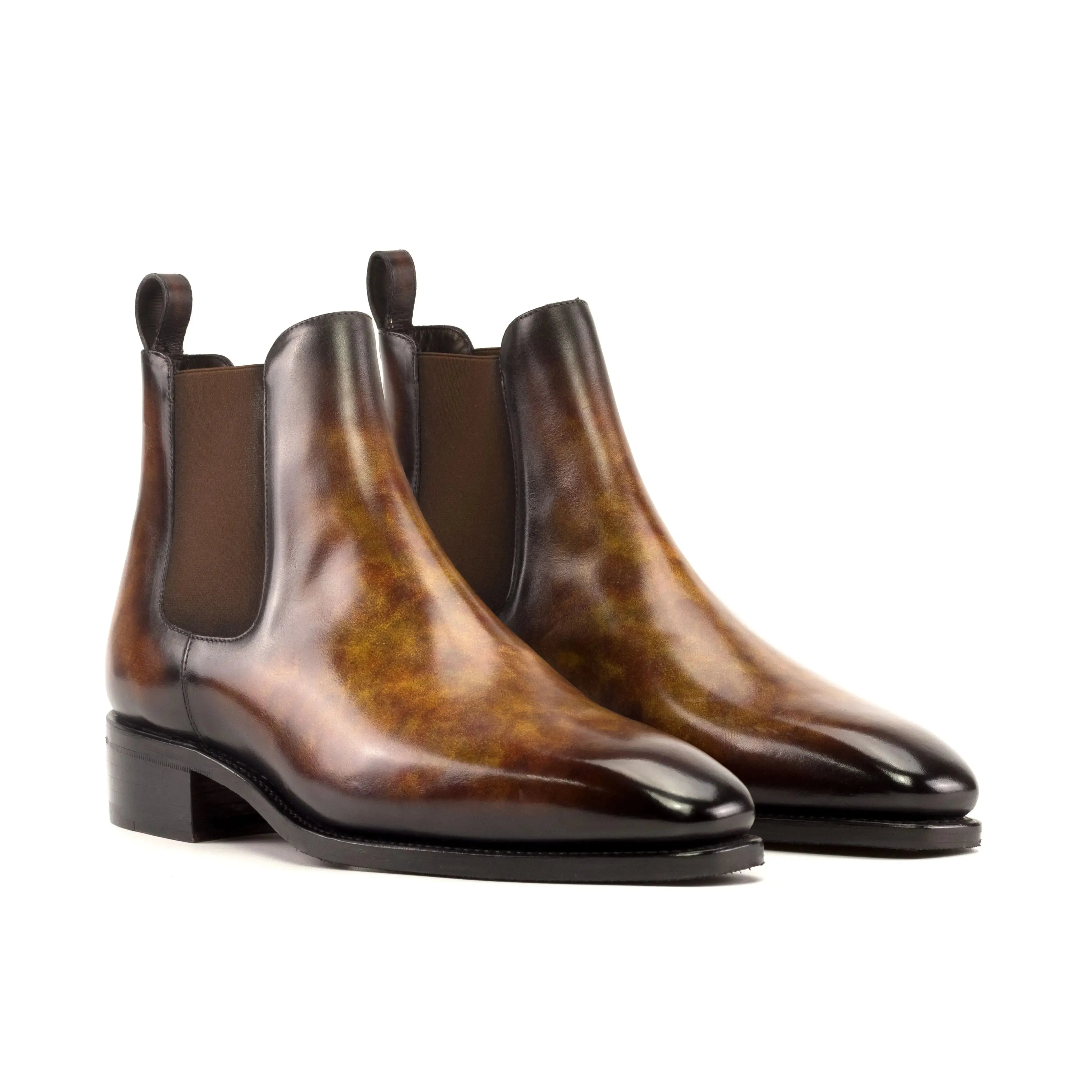 Chaussures Dapperfam DapperFam Monza en Feu Bottes Chelsea à Patine Peinte à la Main pour Hommes