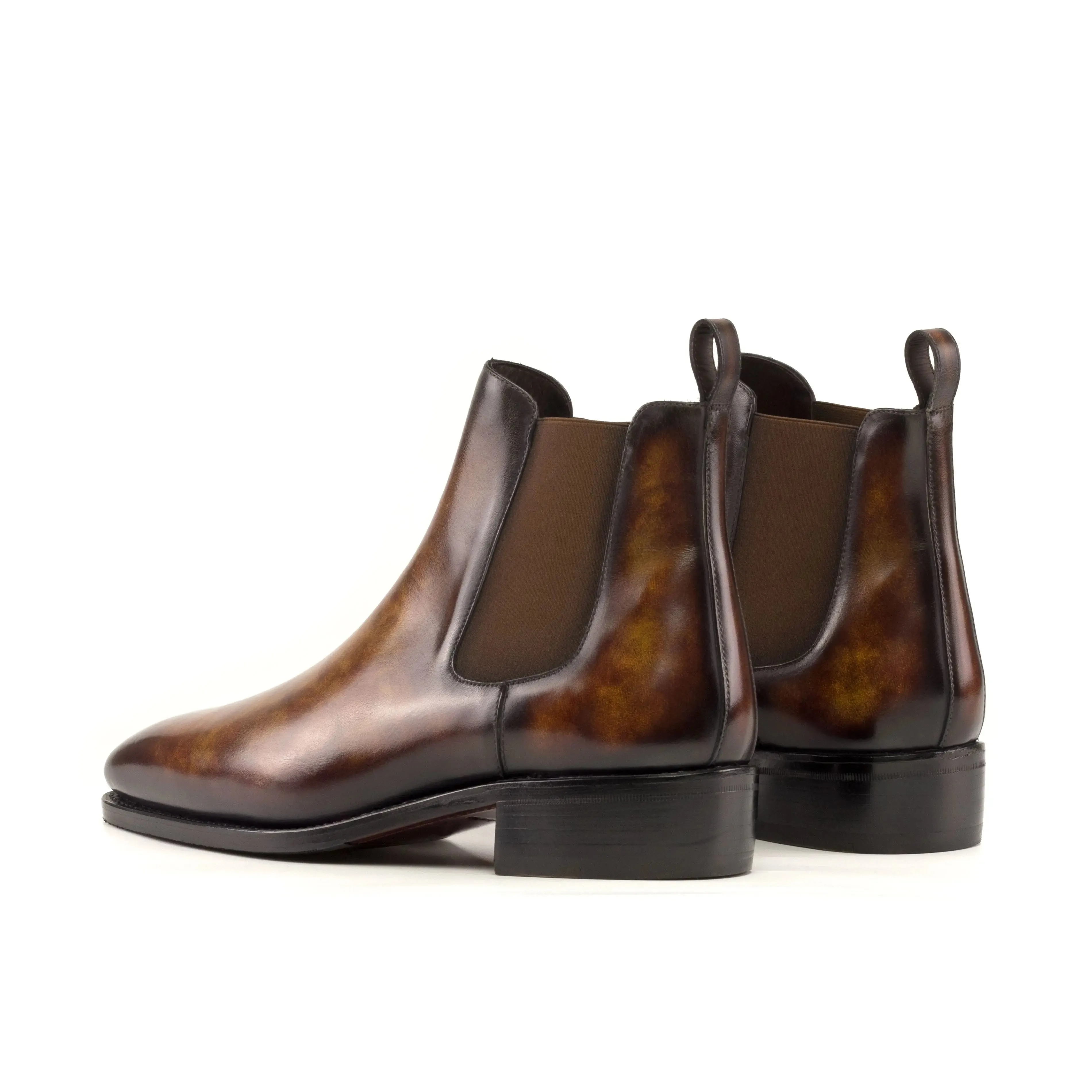 Chaussures Dapperfam DapperFam Monza en Feu Bottes Chelsea à Patine Peinte à la Main pour Hommes