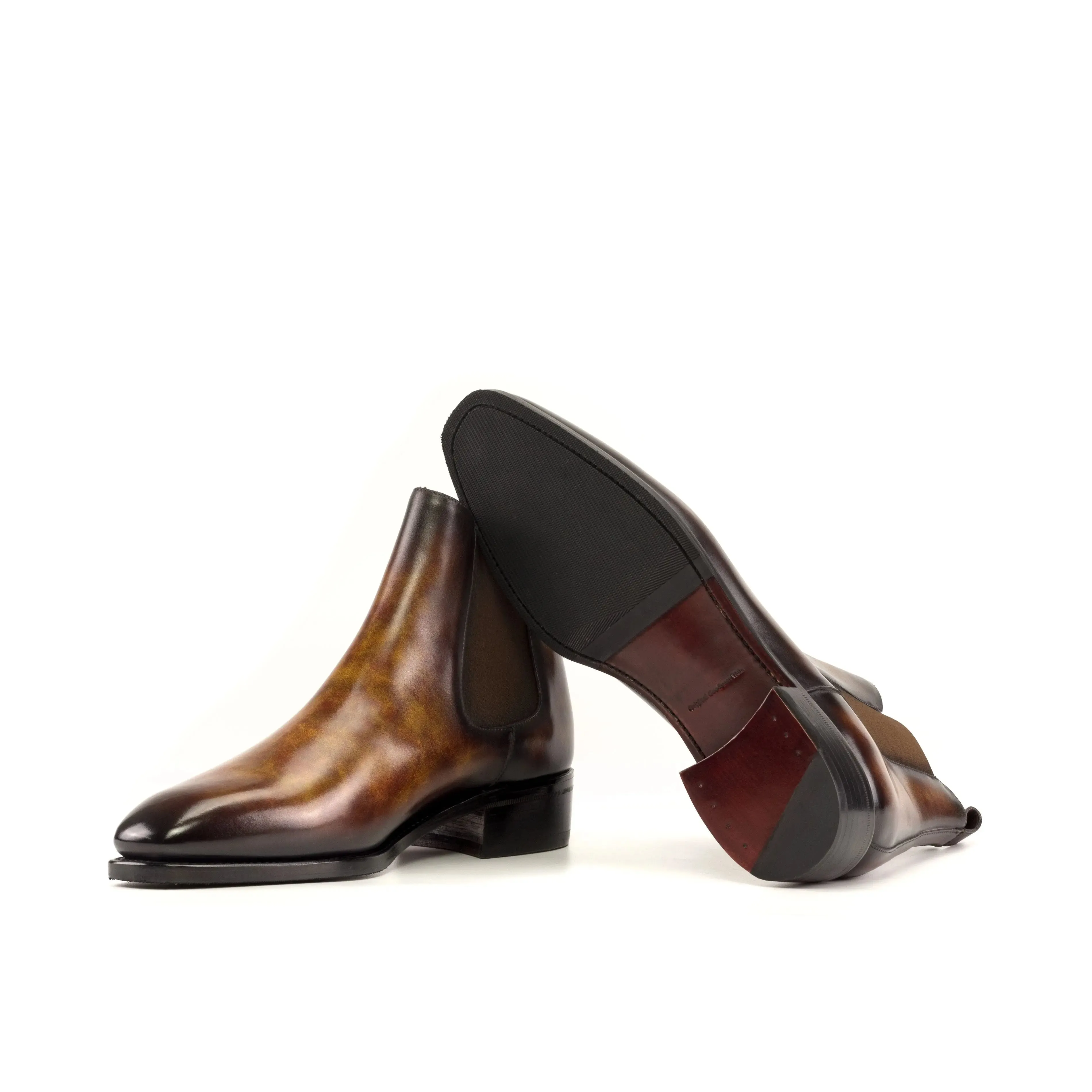 Chaussures Dapperfam DapperFam Monza en Feu Bottes Chelsea à Patine Peinte à la Main pour Hommes