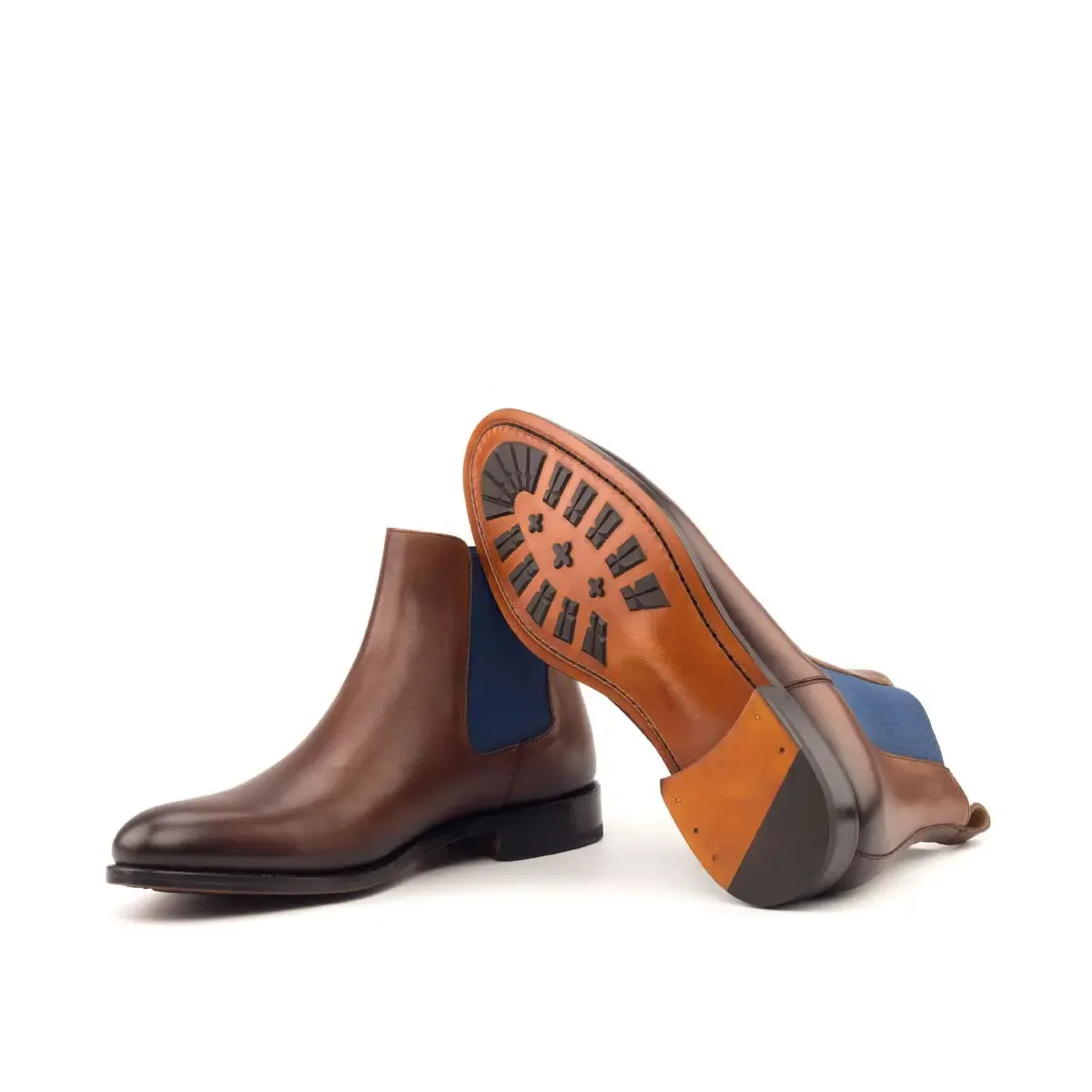Chaussures Dapperfam DapperFam Monza en Marron Moyen Bottes Chelsea en Cuir Italien pour Hommes