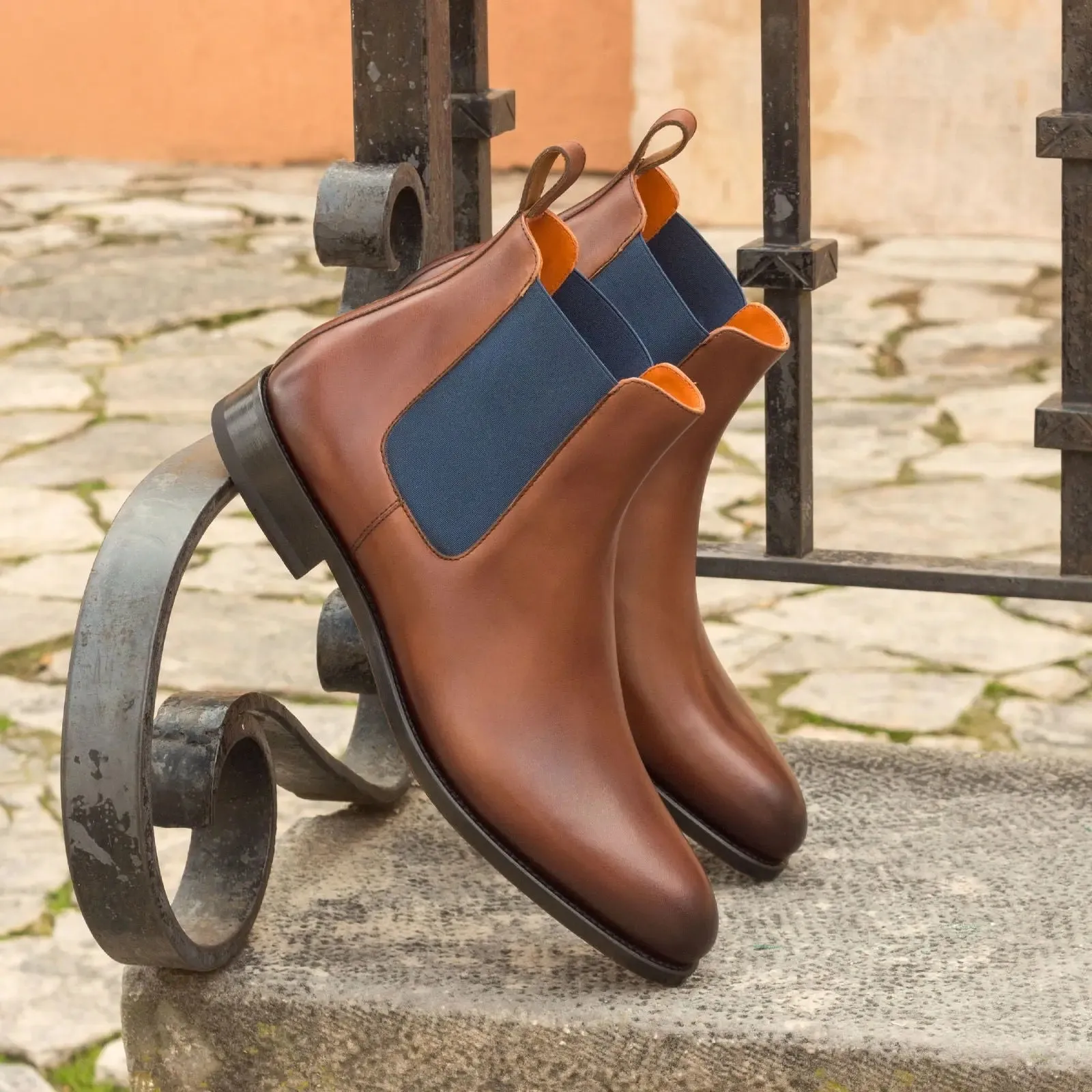 Chaussures Dapperfam DapperFam Monza en Marron Moyen Bottes Chelsea en Cuir Italien pour Hommes