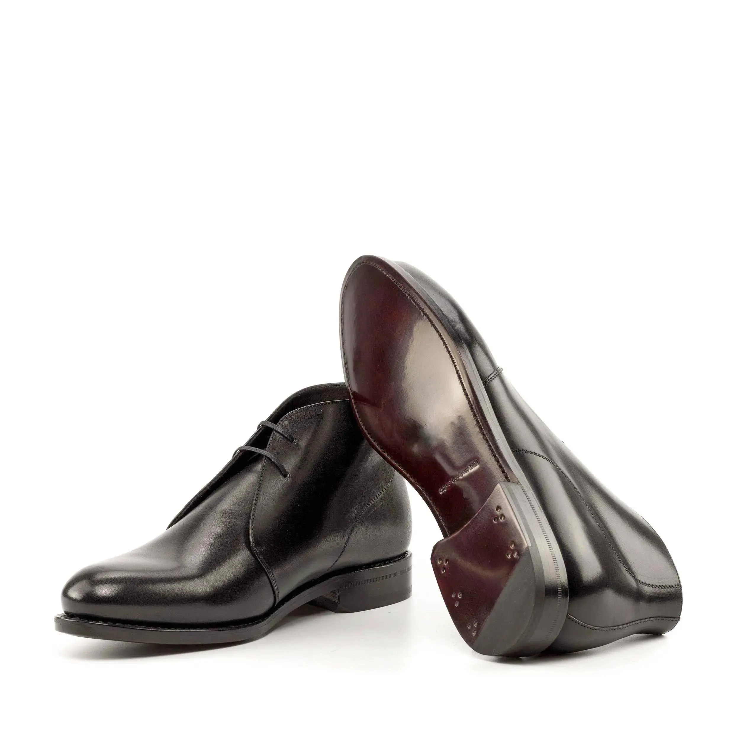 Chaussures Dapperfam DapperFam Vivace en cuir italien noir pour hommes, style Chukka