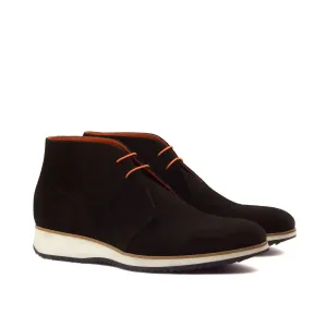 Dapperfam Shoes DapperFam Vivace in Dark Brown / Cognac Men's Lux Suede & Italian Pebble Grain Leather Chukka