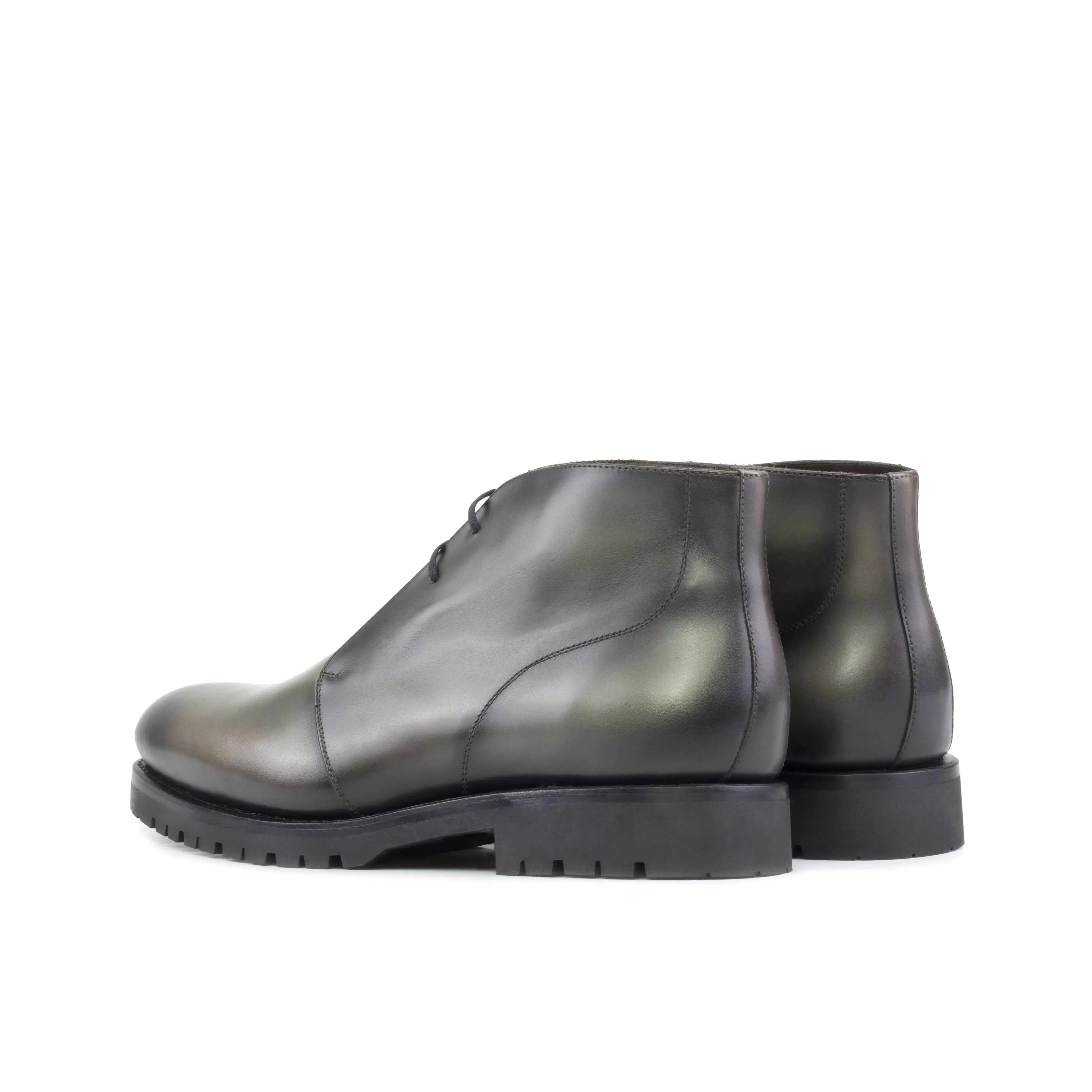 Chaussures Dapperfam DapperFam Vivace en cuir italien gris / vert pour hommes, style Chukka
