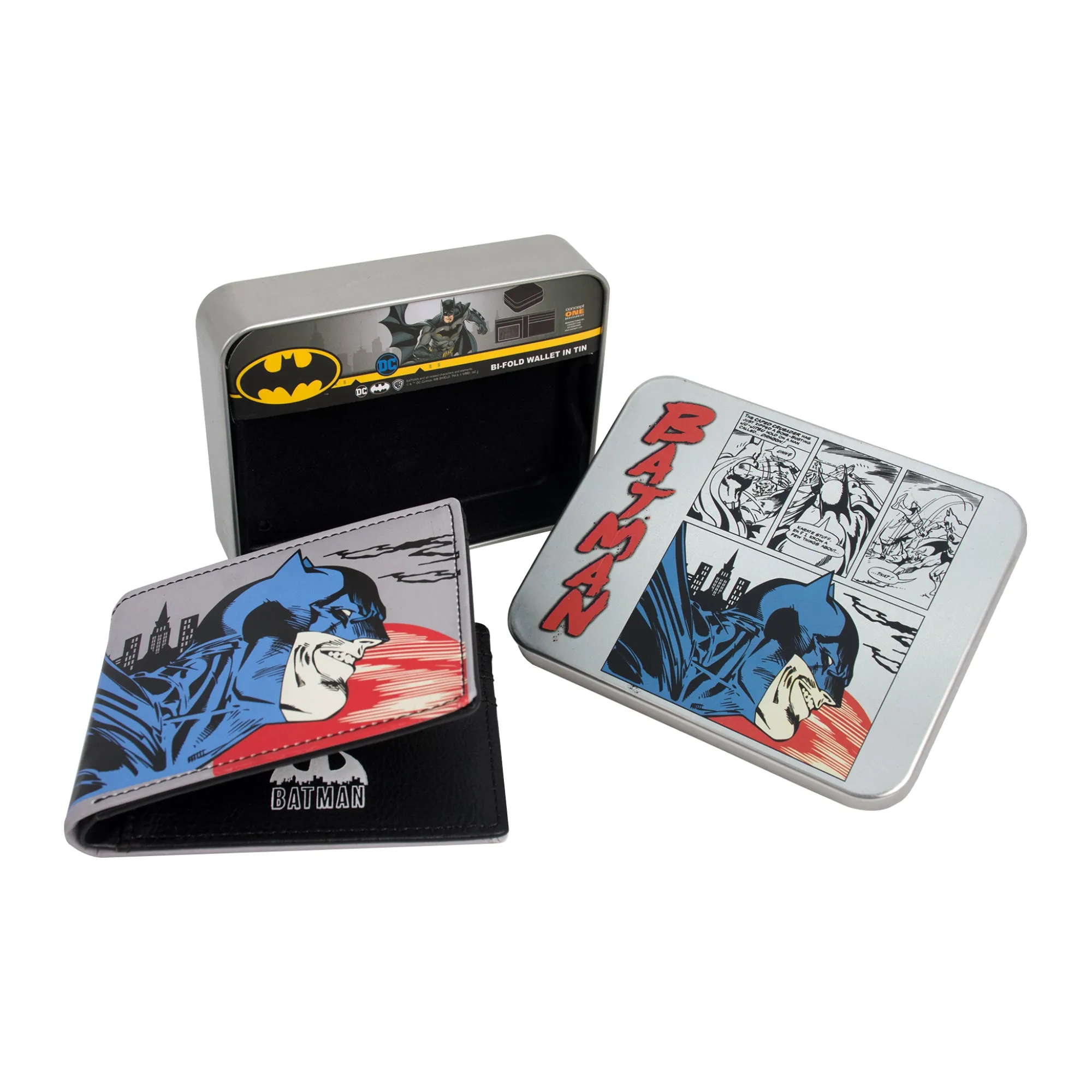 Portefeuille Batman DC Comics à rabat avec impression de visage, dans un étui décoratif en métal, Chaussures Multi ecco