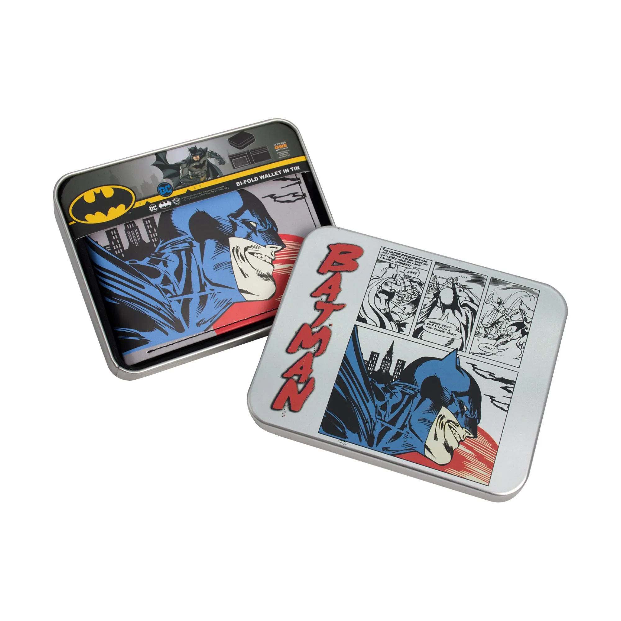 Portefeuille Batman DC Comics à rabat avec impression de visage, dans un étui décoratif en métal, Chaussures Multi ecco