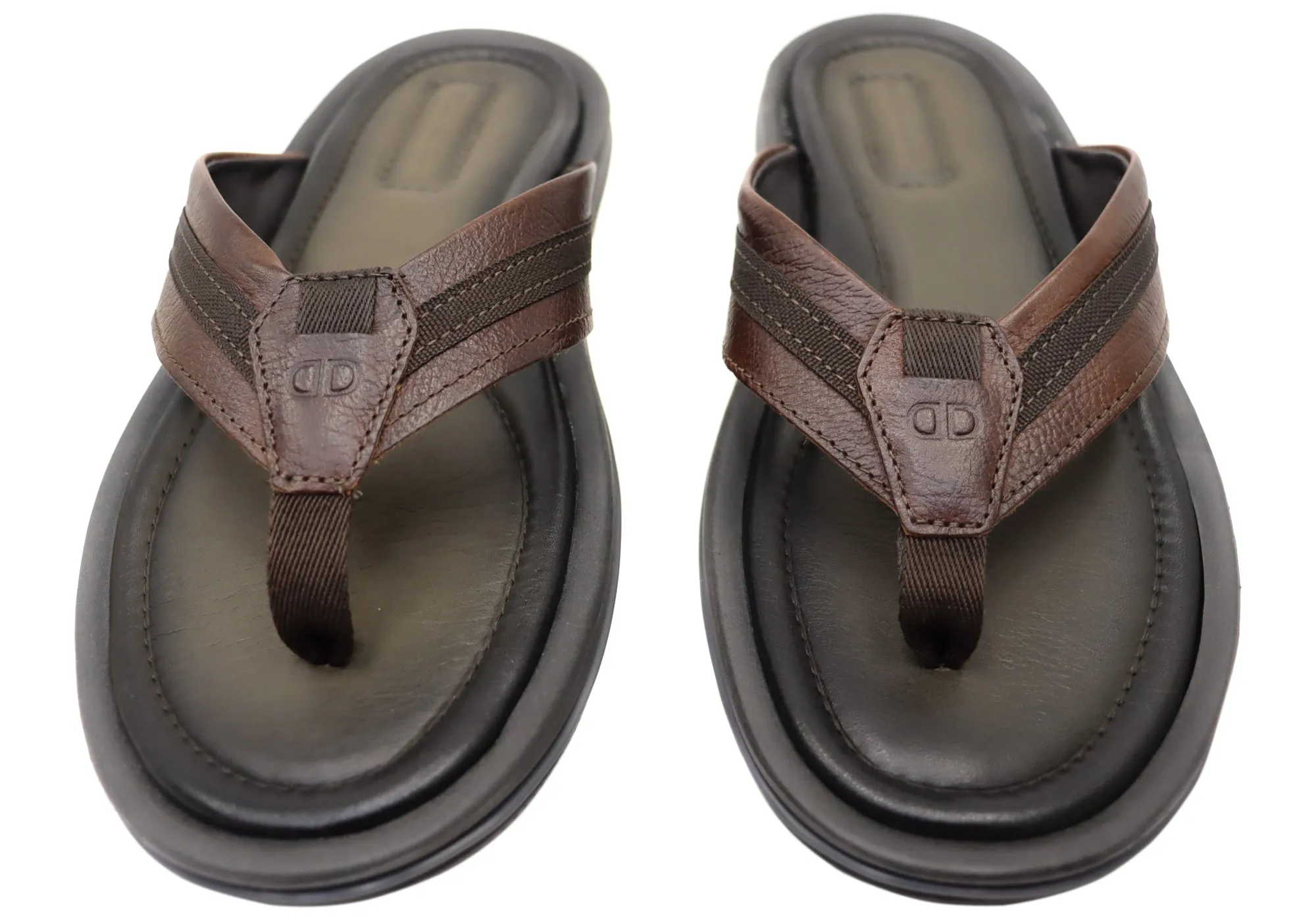 Sandales tongs confortables en cuir brésilien pour hommes Democrata, chaussures Democrata