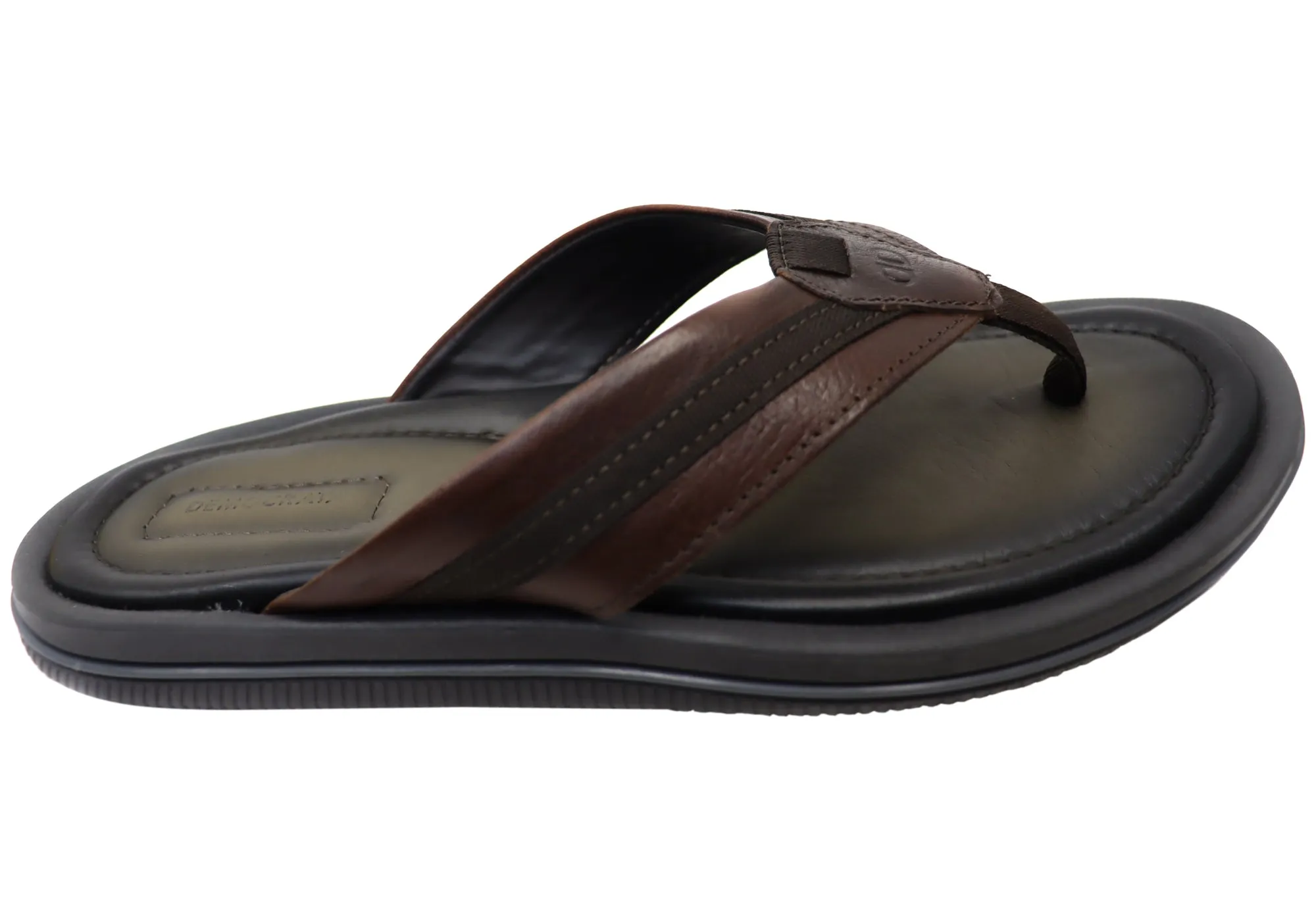 Sandales tongs confortables en cuir brésilien pour hommes Democrata, chaussures Democrata