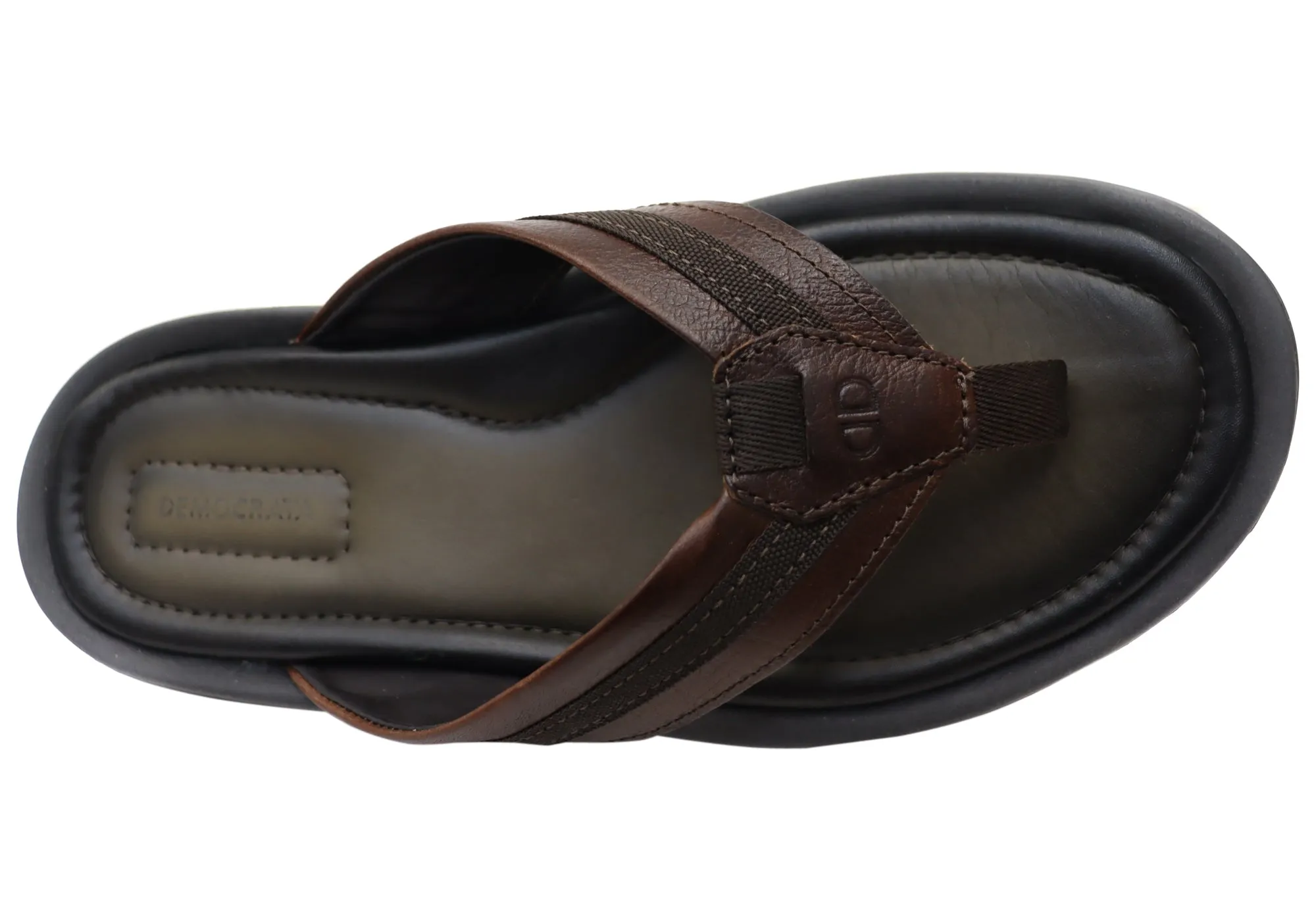 Sandales tongs confortables en cuir brésilien pour hommes Democrata, chaussures Democrata