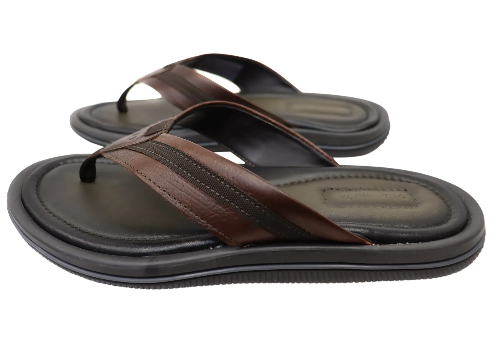 Sandales tongs confortables en cuir brésilien pour hommes Democrata, chaussures Democrata