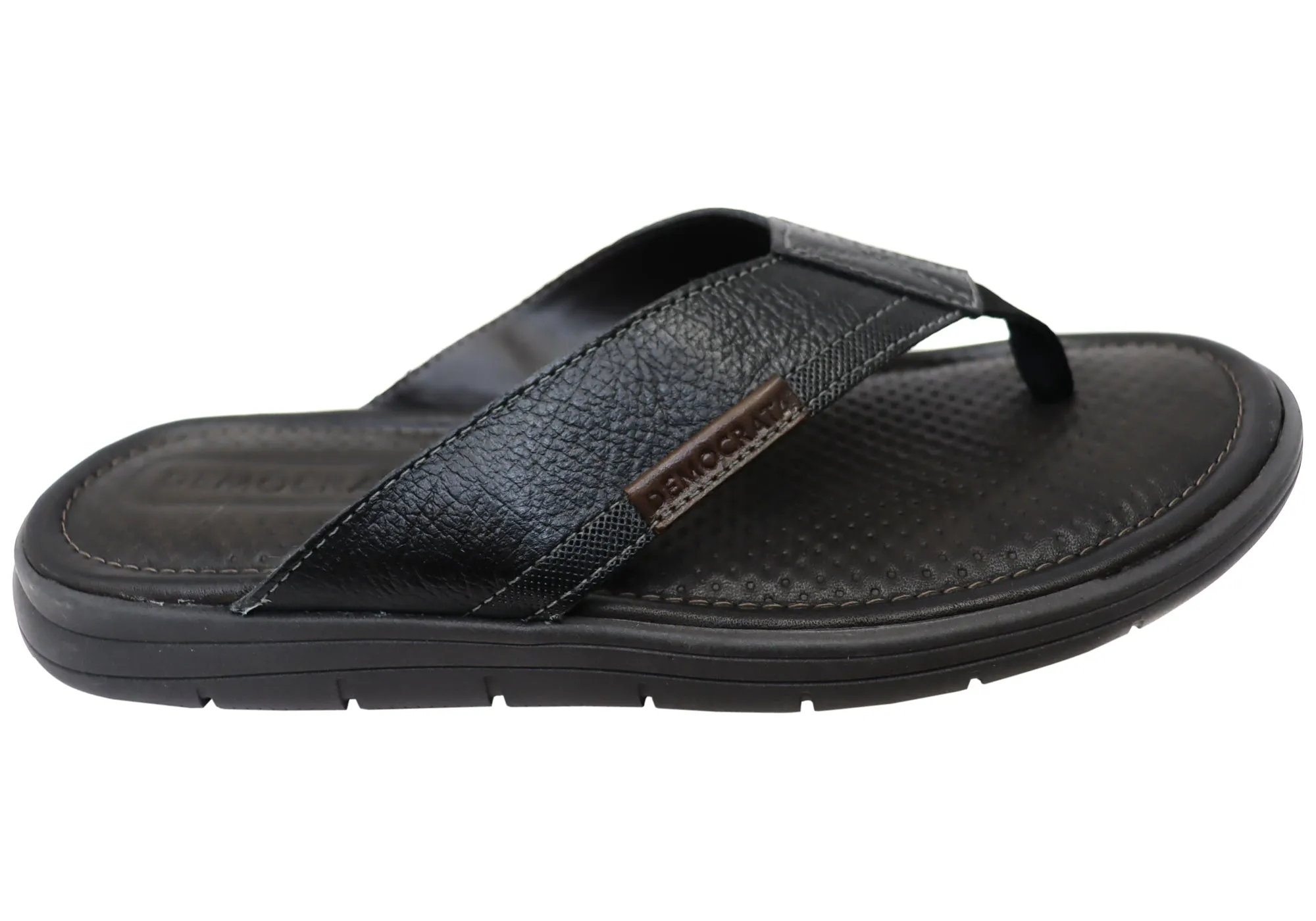 Sandales confortables en cuir brésilien Democrata Mitch Mens, tongs Democrata