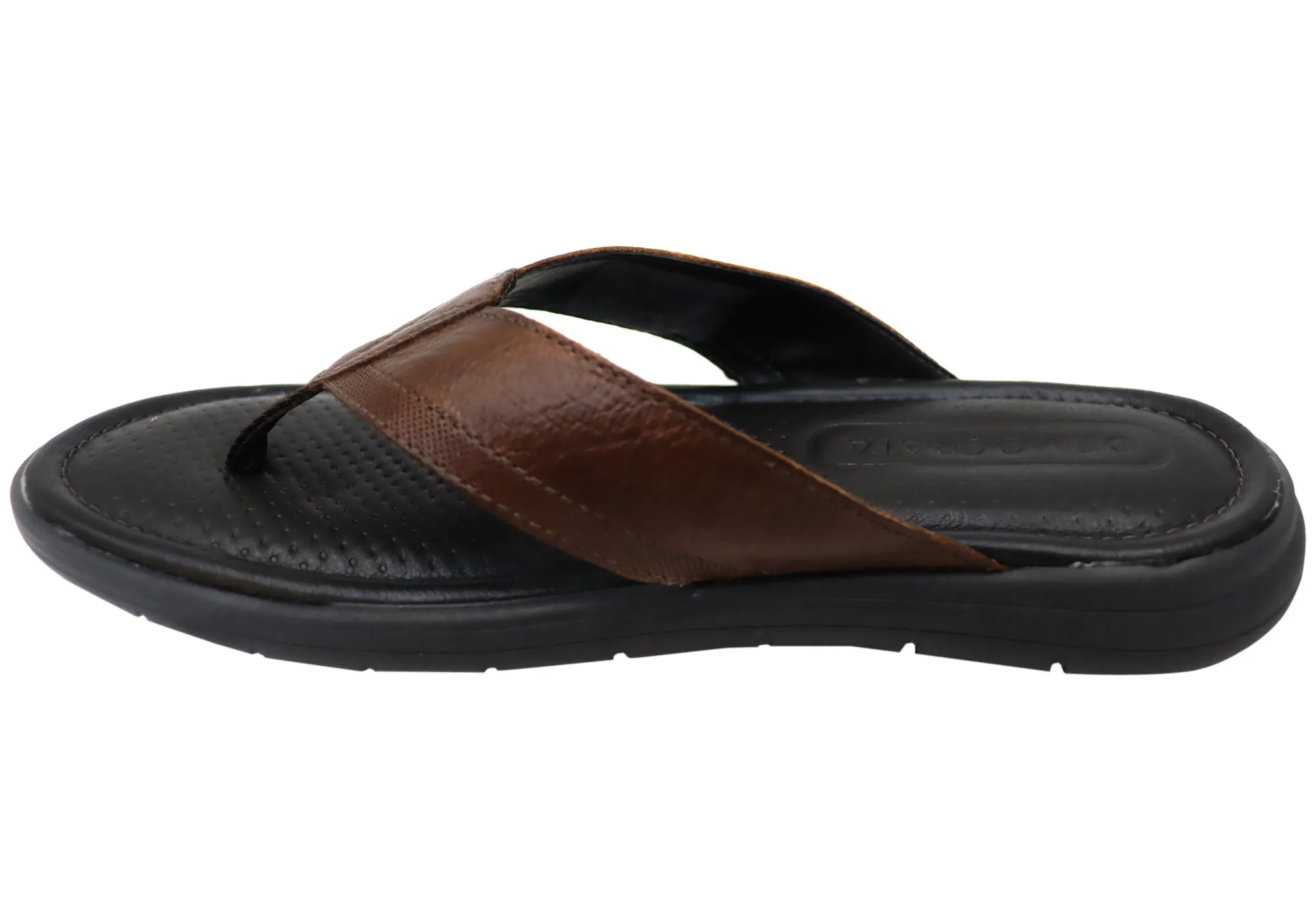 Sandales confortables en cuir brésilien Democrata Mitch Mens, tongs Democrata