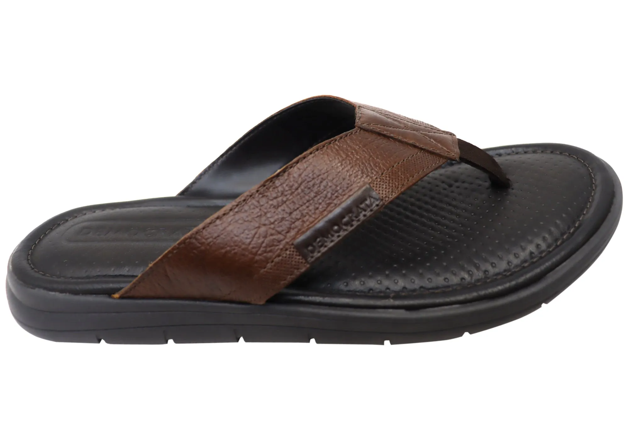 Sandales confortables en cuir brésilien Democrata Mitch Mens, tongs Democrata