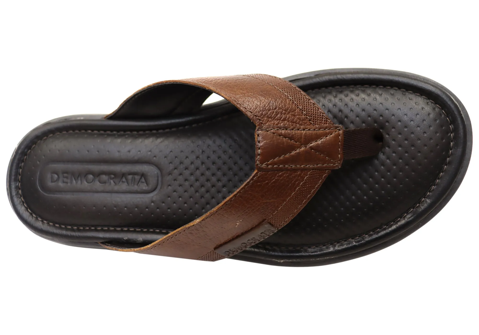 Sandales confortables en cuir brésilien Democrata Mitch Mens, tongs Democrata