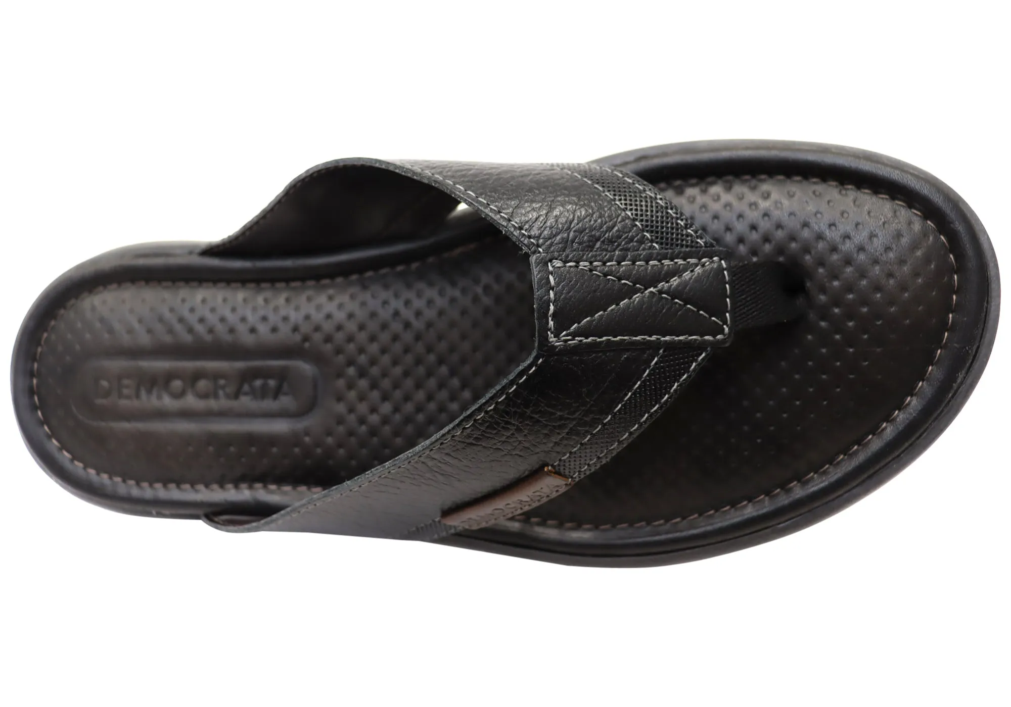 Sandales confortables en cuir brésilien Democrata Mitch Mens, tongs Democrata