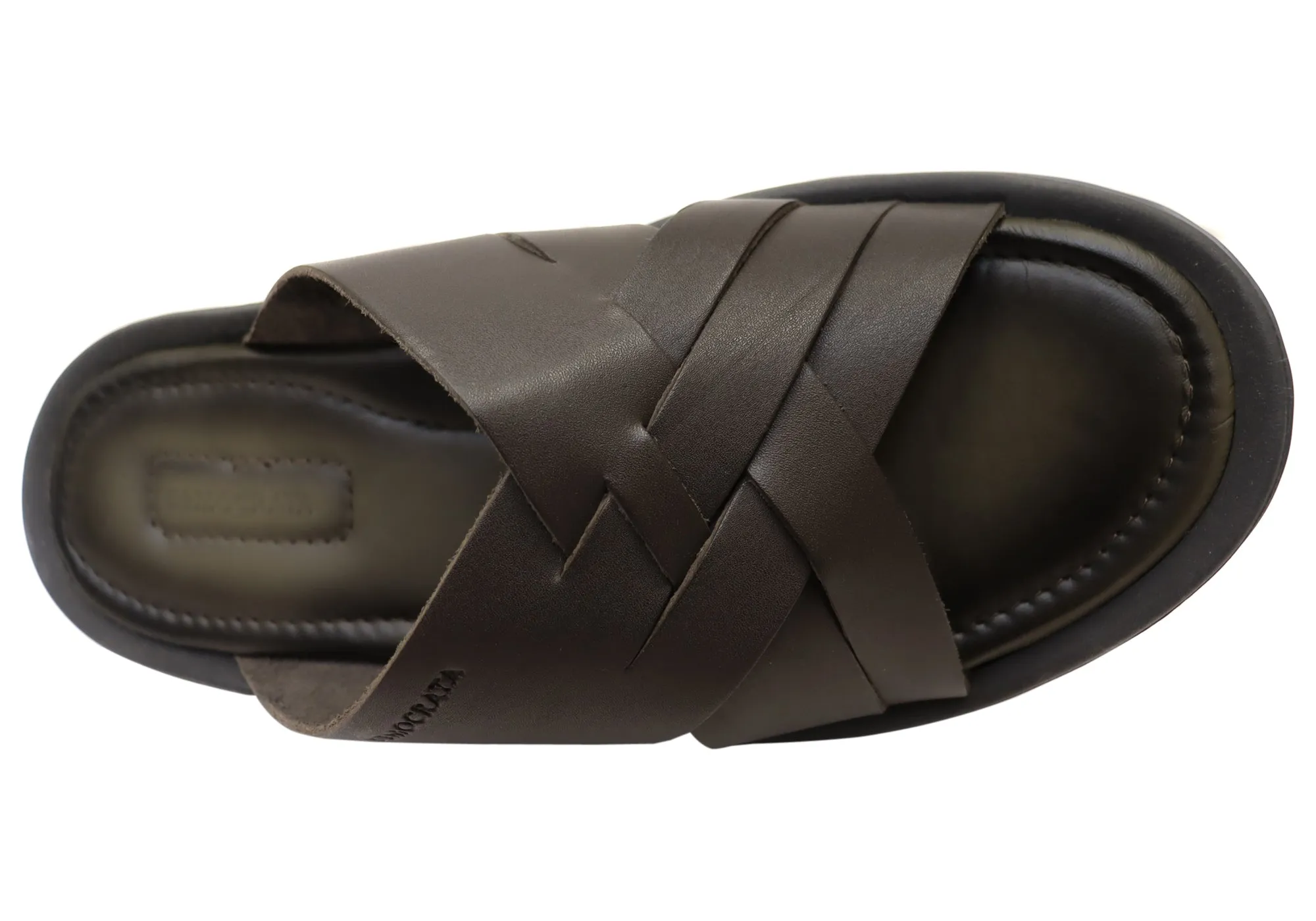 Sandales coulissantes confortables en cuir pour hommes Democrata Pauly Fabriquées au Brésil Chaussures Democrata