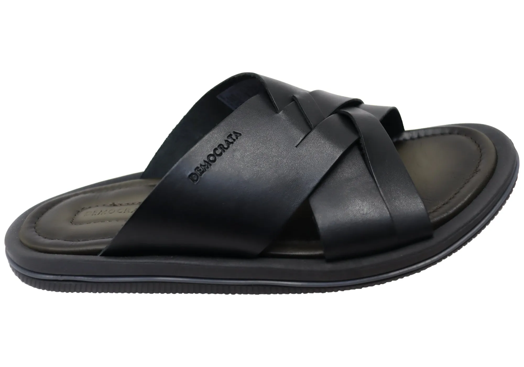 Sandales coulissantes confortables en cuir pour hommes Democrata Pauly Fabriquées au Brésil Chaussures Democrata