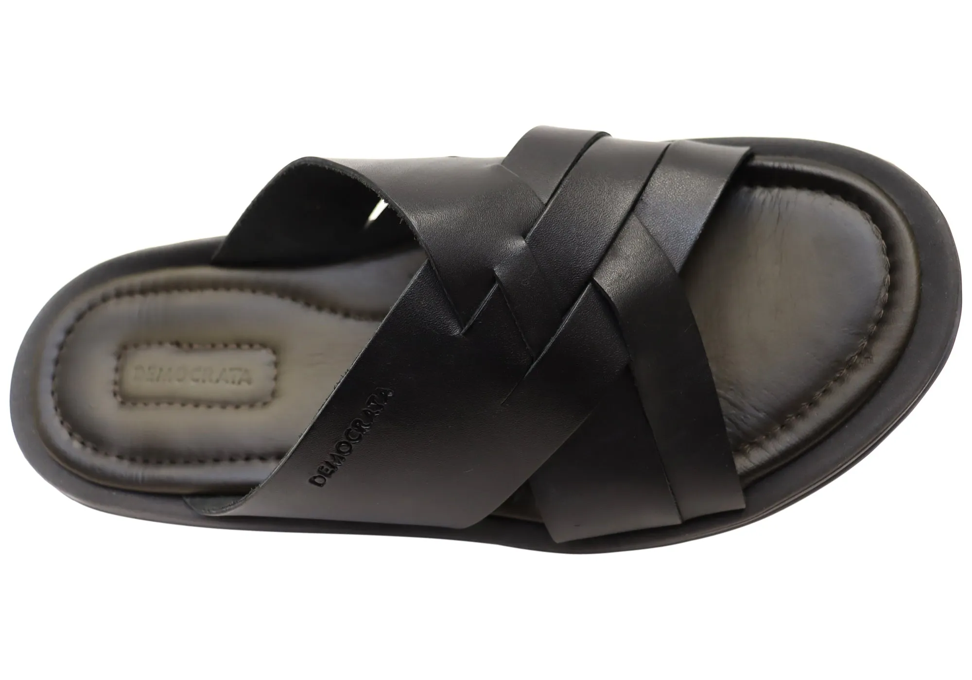 Sandales coulissantes confortables en cuir pour hommes Democrata Pauly Fabriquées au Brésil Chaussures Democrata