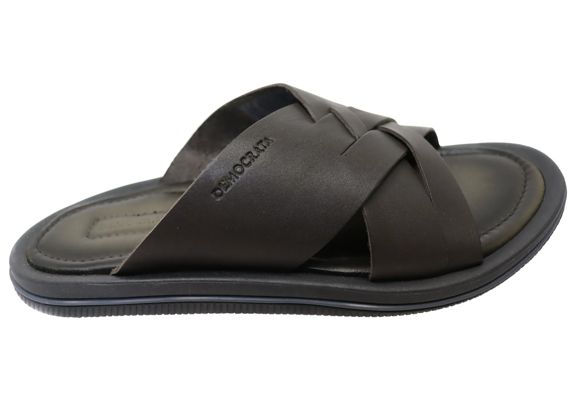 Sandales coulissantes confortables en cuir pour hommes Democrata Pauly Fabriquées au Brésil Chaussures Democrata