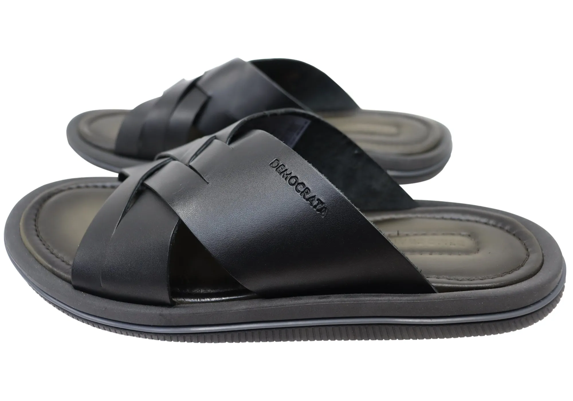 Sandales coulissantes confortables en cuir pour hommes Democrata Pauly Fabriquées au Brésil Chaussures Democrata