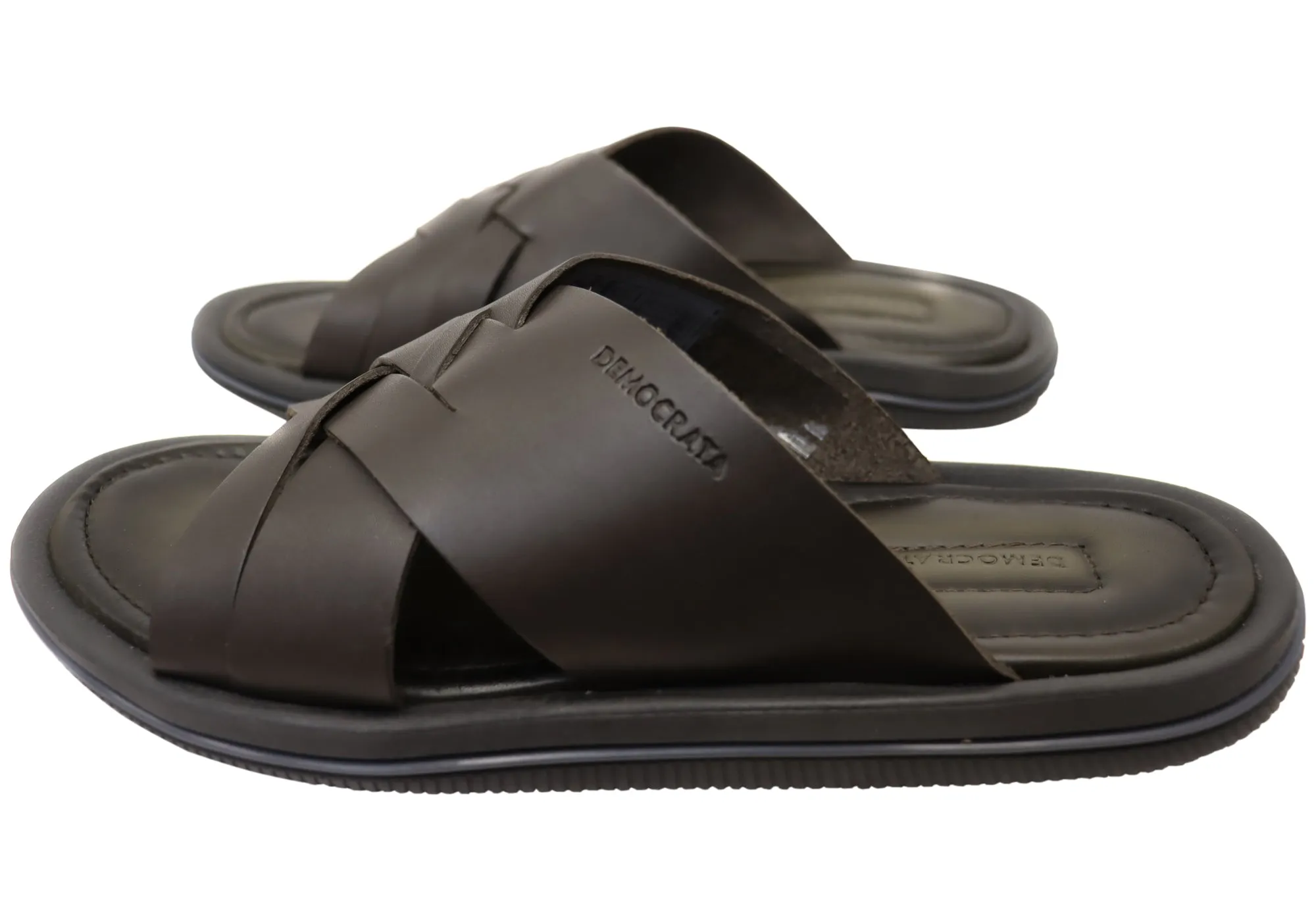 Sandales coulissantes confortables en cuir pour hommes Democrata Pauly Fabriquées au Brésil Chaussures Democrata