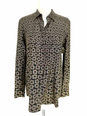 Equipment Femme Women's Black / Gold Button Down Floral Size XS Long Sleeve