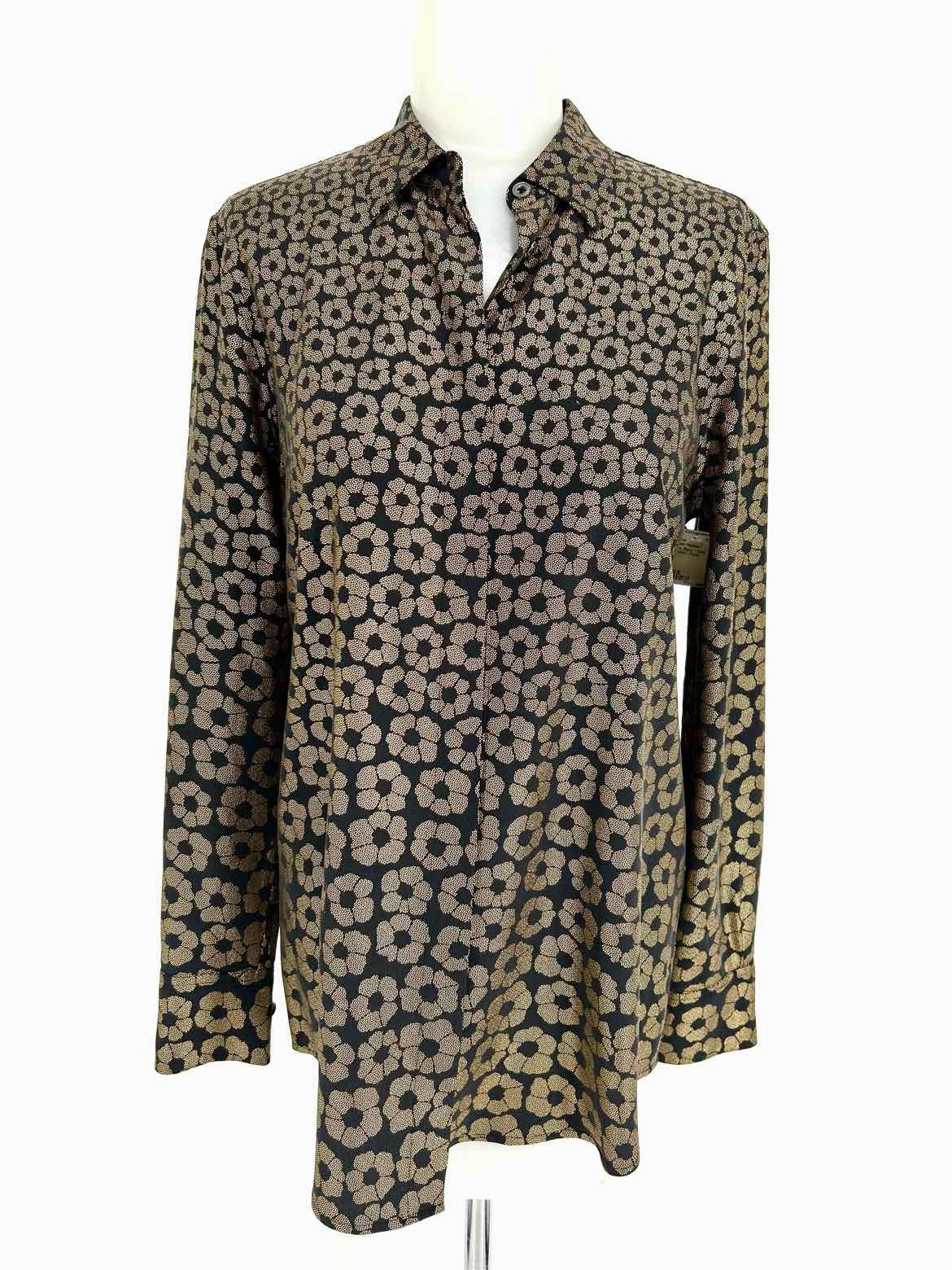 Équipement Femme Chemise à Boutons Femme Noir / Doré à Motifs Floraux Taille XS Manches Longues