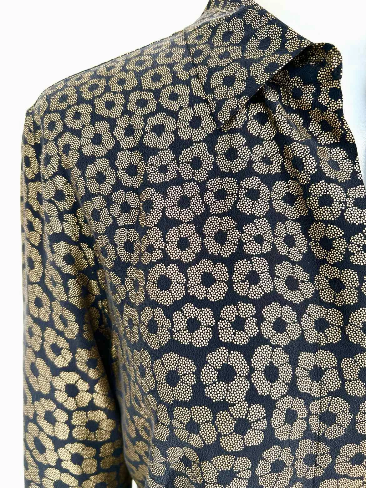 Équipement Femme Chemise à Boutons Femme Noir / Doré à Motifs Floraux Taille XS Manches Longues