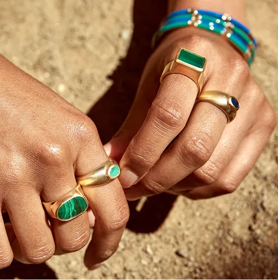 Bague cocktail en agate Fairley Green Chaussures_Fairley
