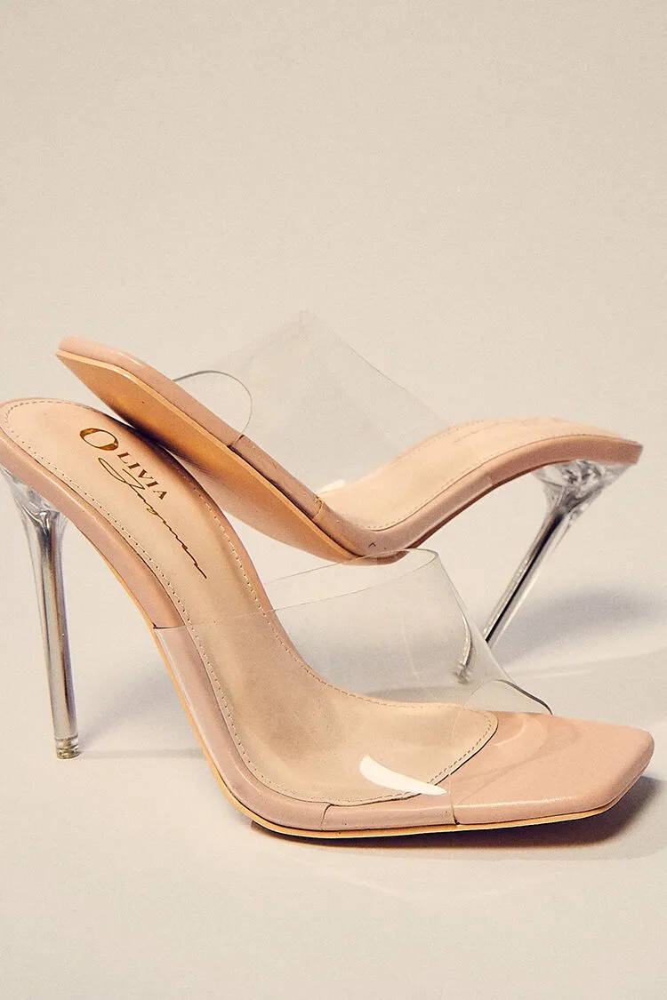 Escarpins à talons aiguilles en lucite nude à bout ouvert pour femme Forever 21