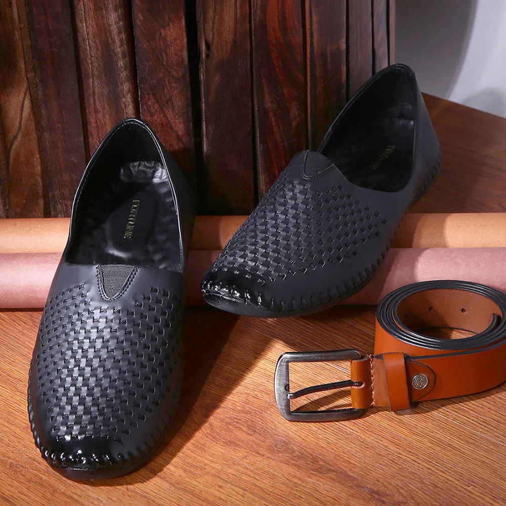 Chaussures Casual Mojari Noir Fortune Pour Hommes Avn-40 Par Liberty