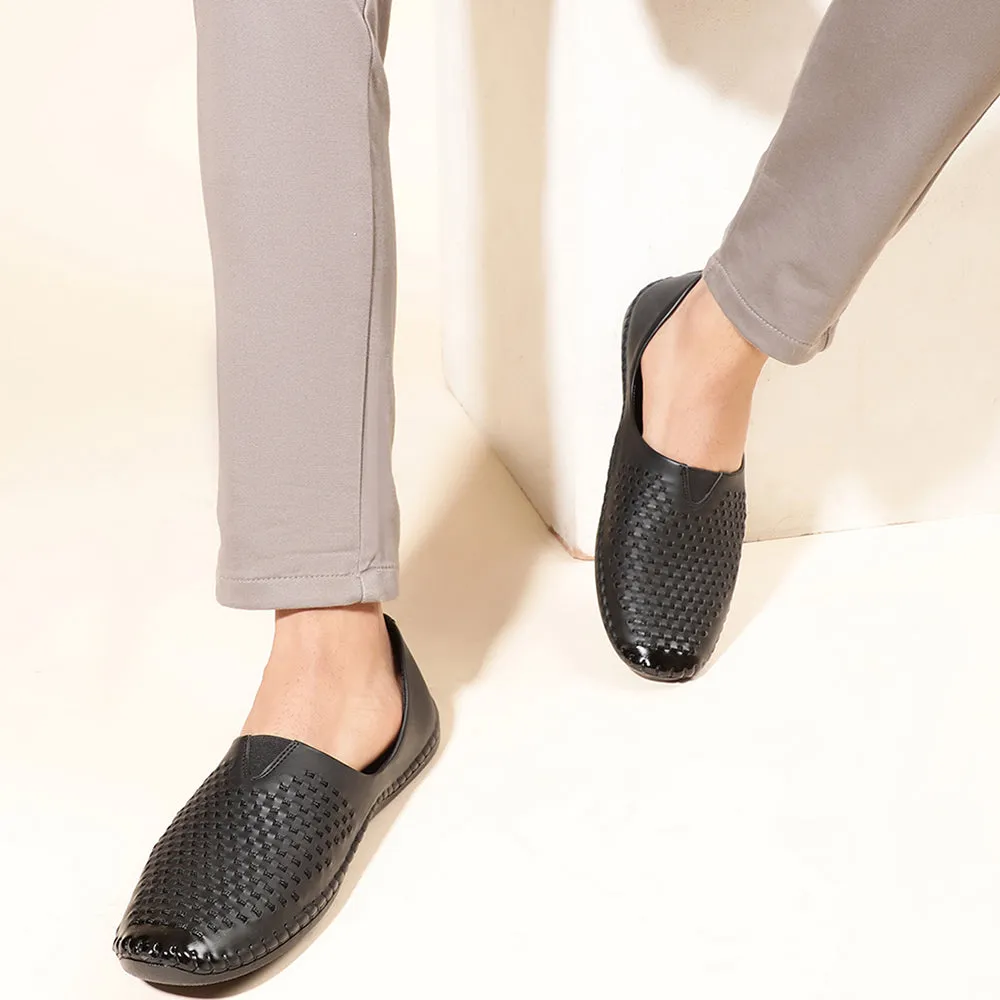 Chaussures Casual Mojari Noir Fortune Pour Hommes Avn-40 Par Liberty