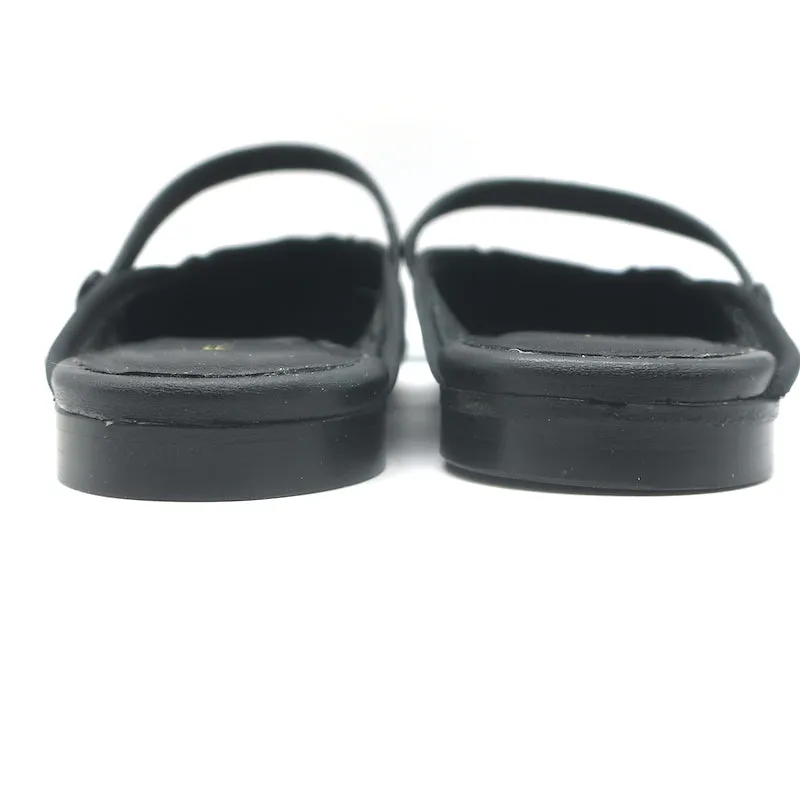 FRAME Le Em Flat Mary Jane Mules en Cuir Noir Taille 38 NEUF