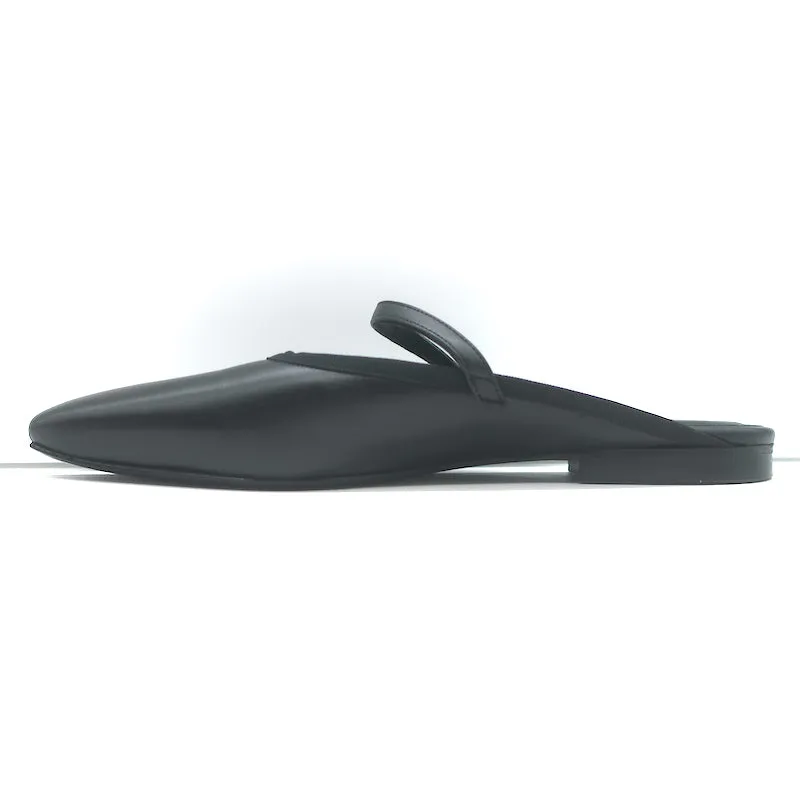 FRAME Le Em Flat Mary Jane Mules en Cuir Noir Taille 38 NEUF
