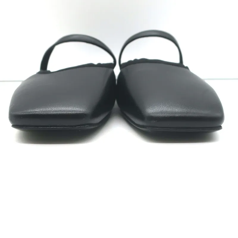 FRAME Le Em Flat Mary Jane Mules en Cuir Noir Taille 38 NEUF