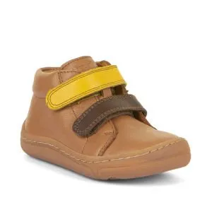 Froddo : Premier Pas Pieds Nus - Cognac / Velcro Jaune