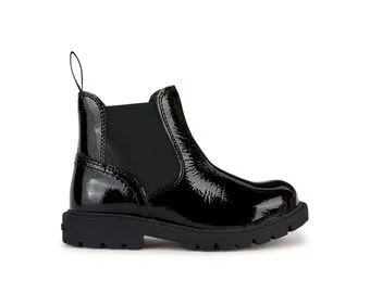Geox : Bottes d'école Shaylax Chelsea - Noir verni