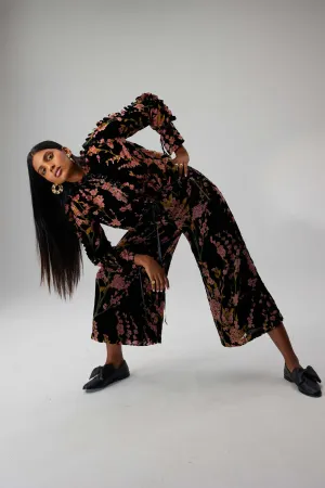 Gil jumpsuit in velvet Blossom