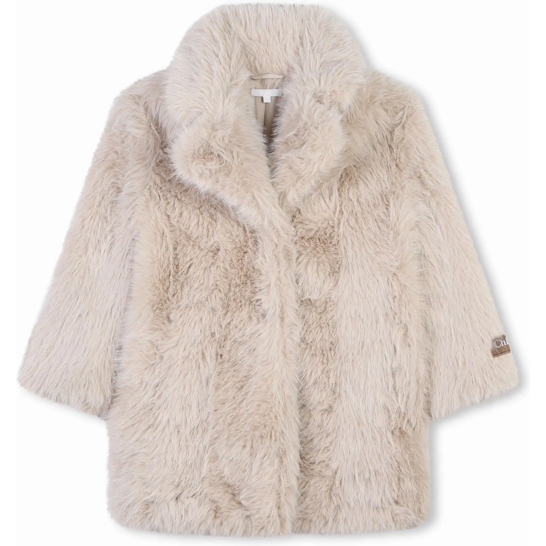 Manteau en fausse fourrure beige pour filles